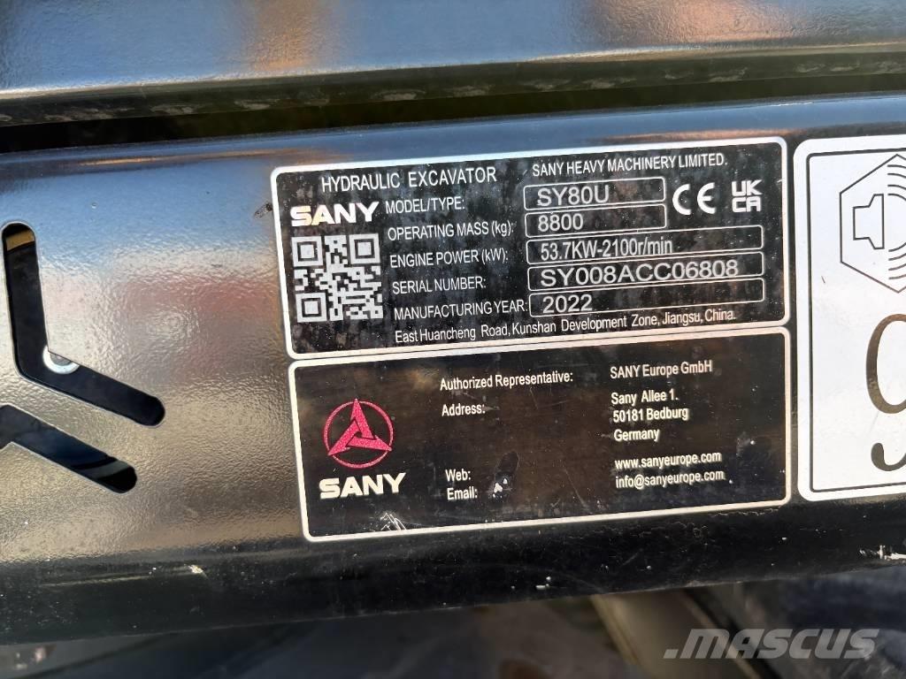 Sany SY 80 U 中型油圧ショベル 7ｔ-12ｔ（ユンボ・パワーショベル・バックホー）