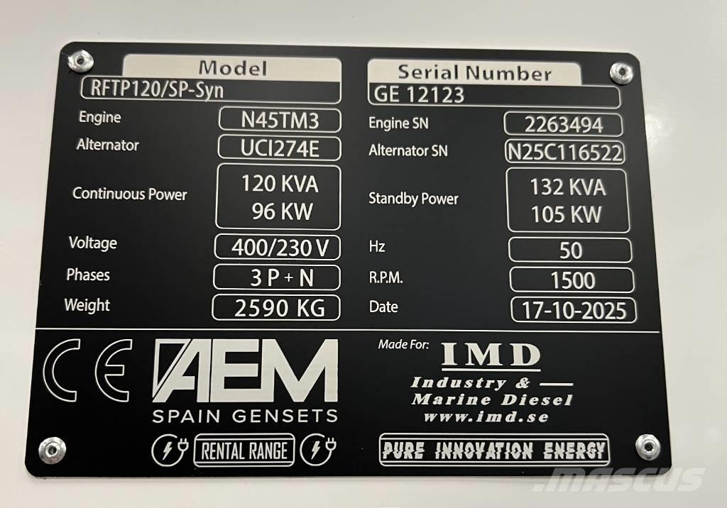  AEM RFTP120/SP-Syn ディーゼル発電機