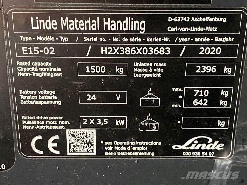 Linde E15-02 バッテリーフォークリフト
