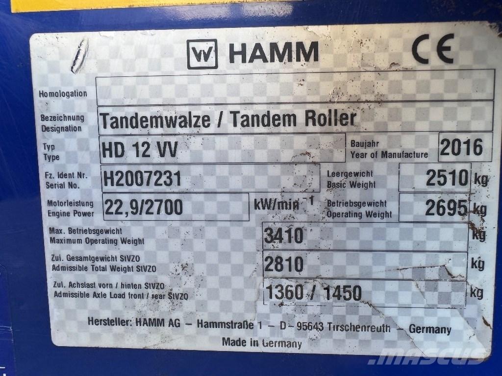 Hamm HD 12 VV タンデムローラ