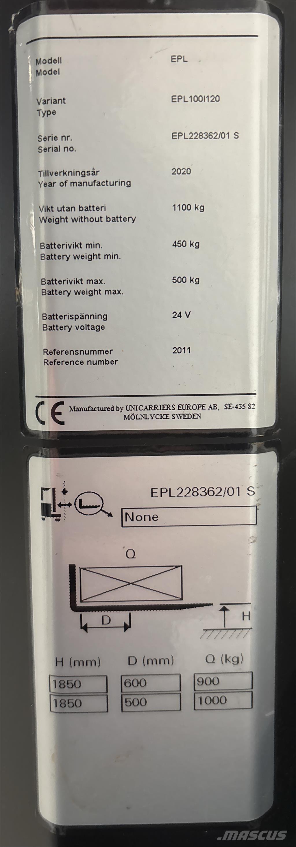 UniCarriers EPL100 低型オーダーピッカー