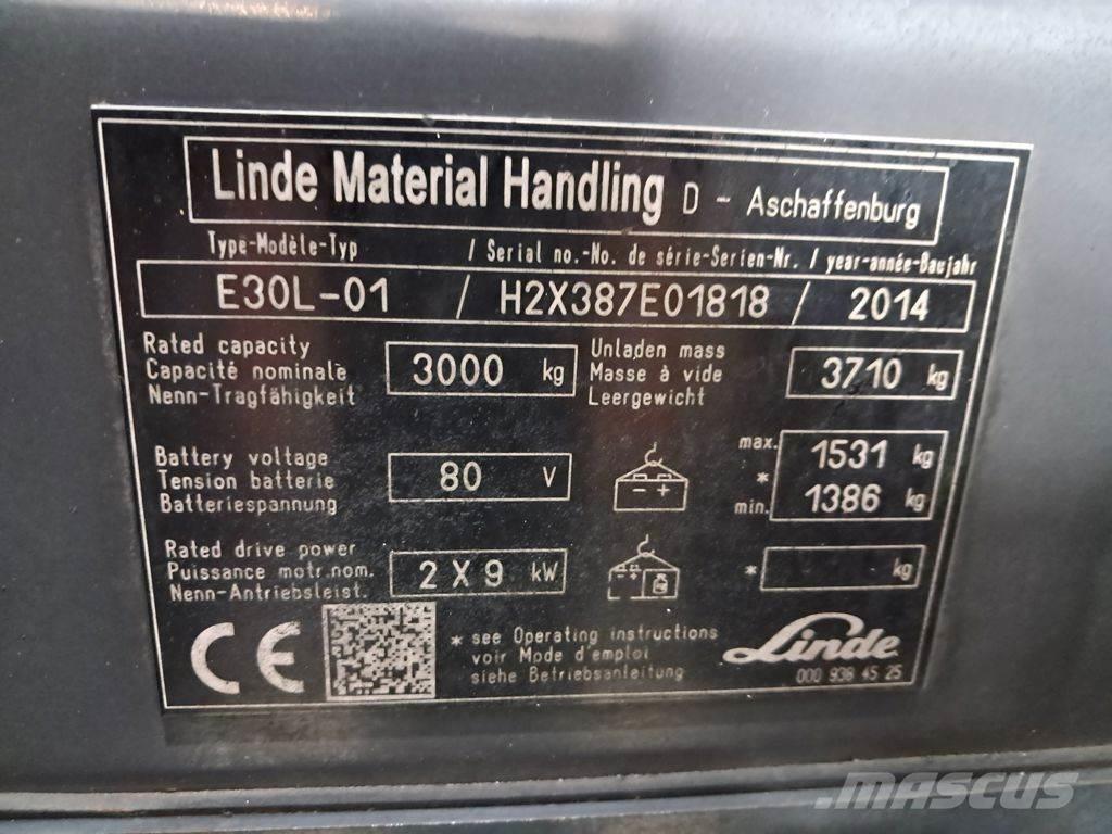 Linde E30L-01 バッテリーフォークリフト