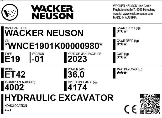 Wacker Neuson ET42 大型油圧ショベル12t以上（パワーショベル・ユンボ）