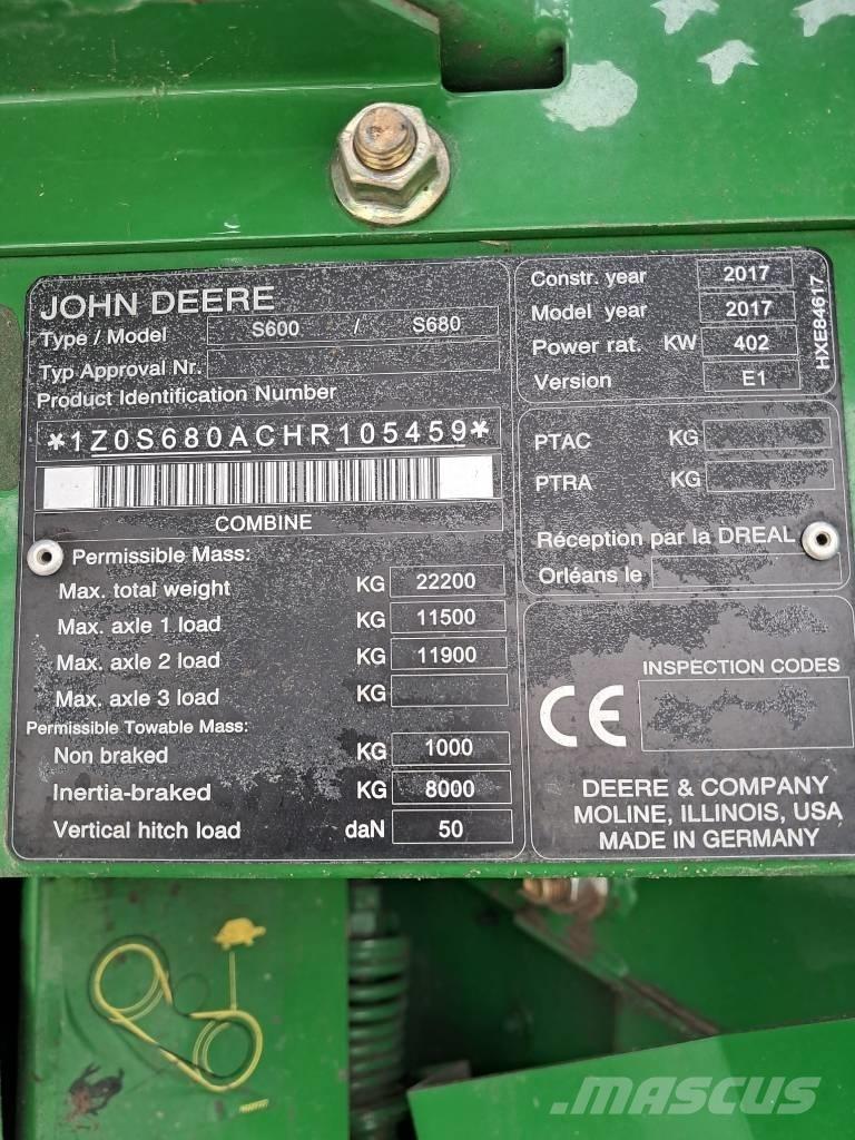 John Deere S 680 i コンバイン