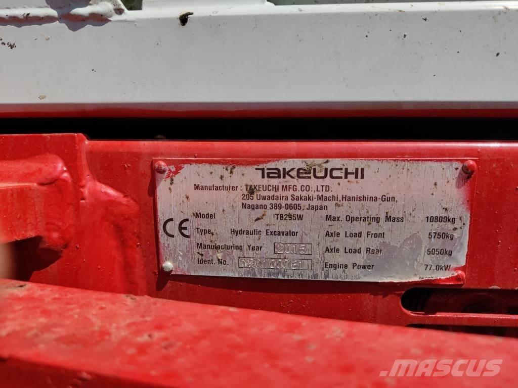 Takeuchi TB 295 W ホイール式油圧ショベル（パワーショベル・ユンボ・バックホー）