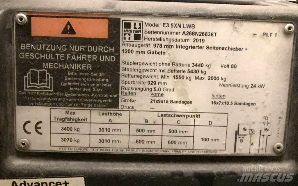 Hyster E 3.5 XN LWB バッテリーフォークリフト