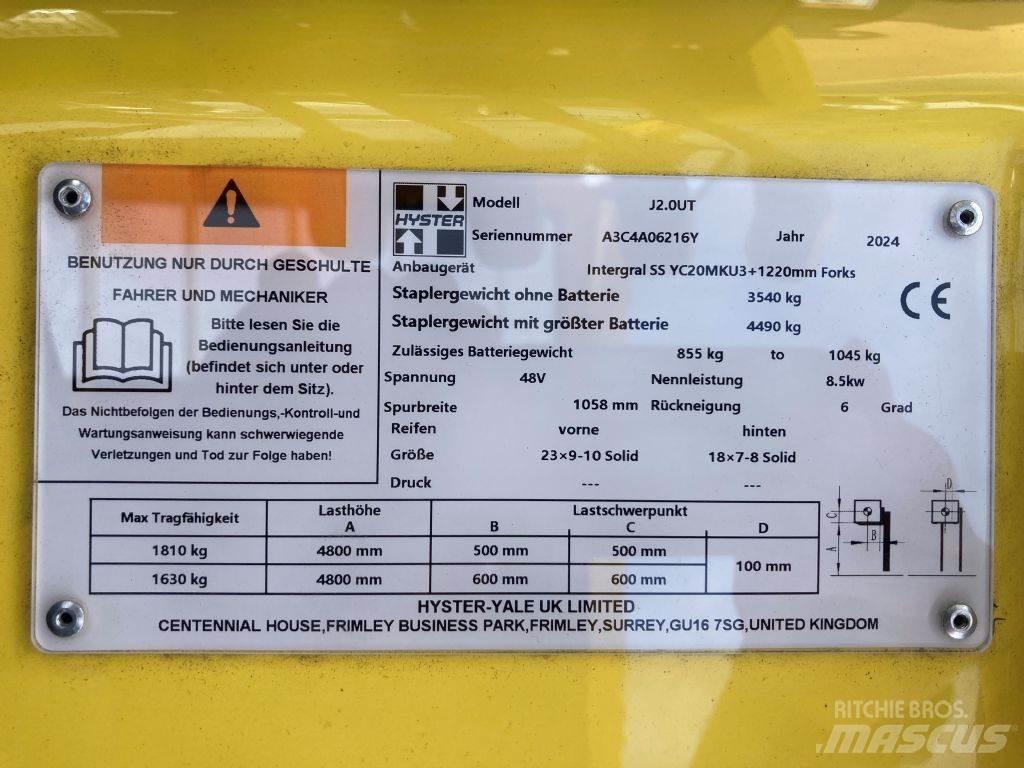 Hyster J 2.0 UT バッテリーフォークリフト
