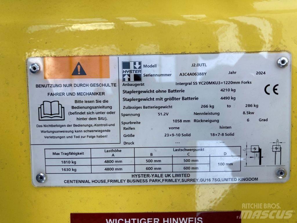 Hyster J 2.0 UTL バッテリーフォークリフト