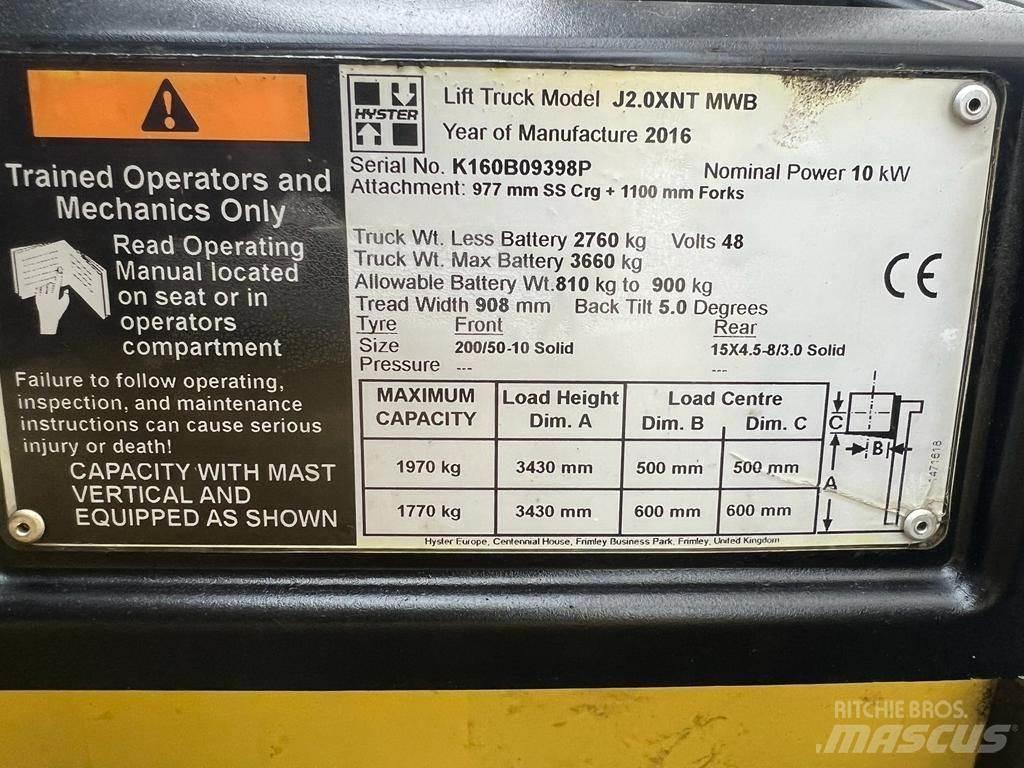 Hyster J 2.0 XNT バッテリーフォークリフト