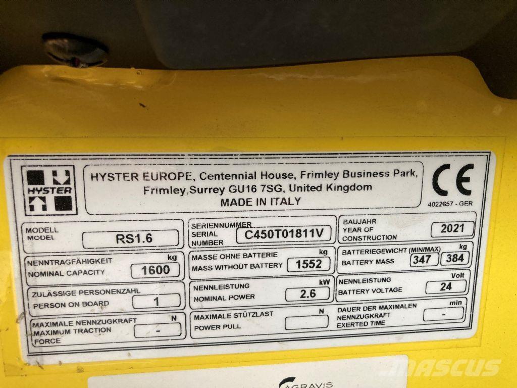 Hyster RS 1.6 IL 自走式スタッカー