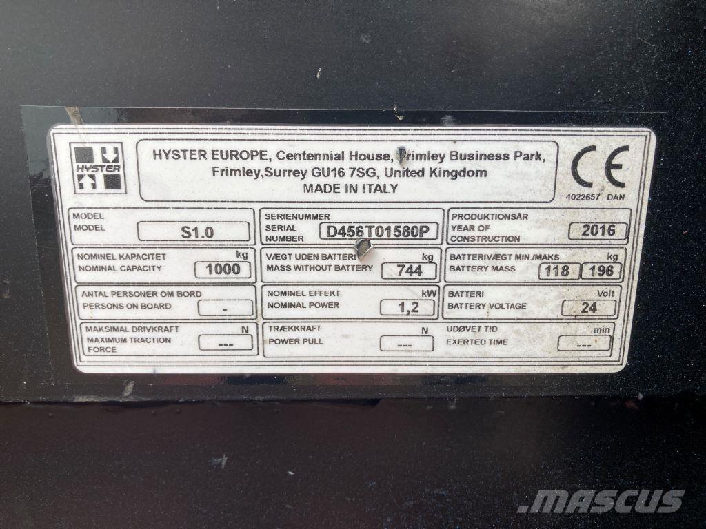 Hyster S 1.0 ウォーキンフォークリフト