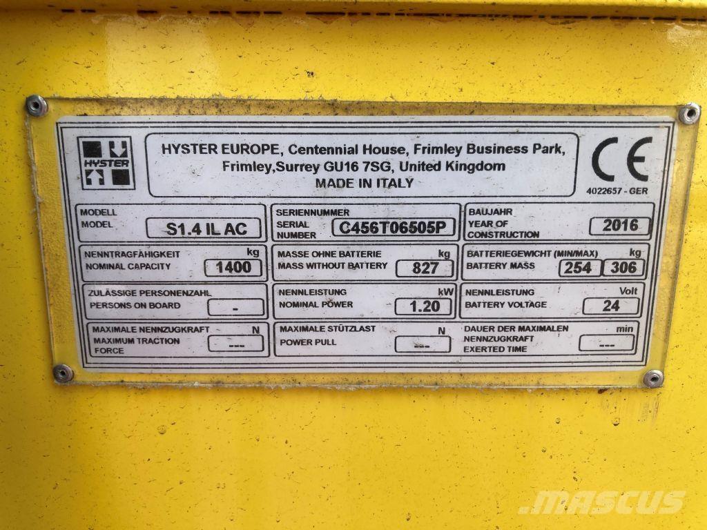 Hyster S 1.4 IL ウォーキンフォークリフト