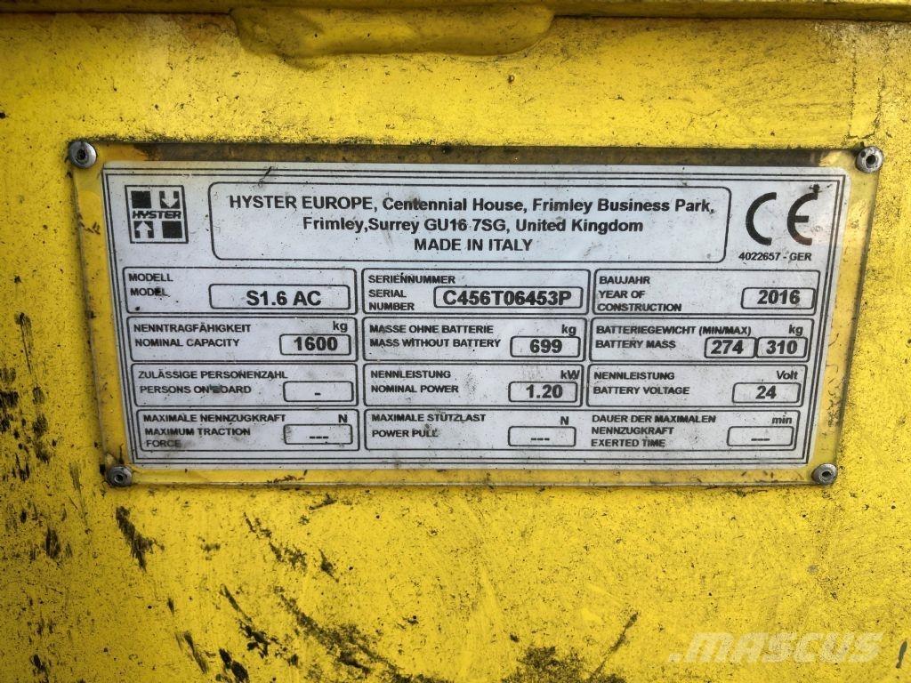 Hyster S 1.6 AC ウォーキンフォークリフト