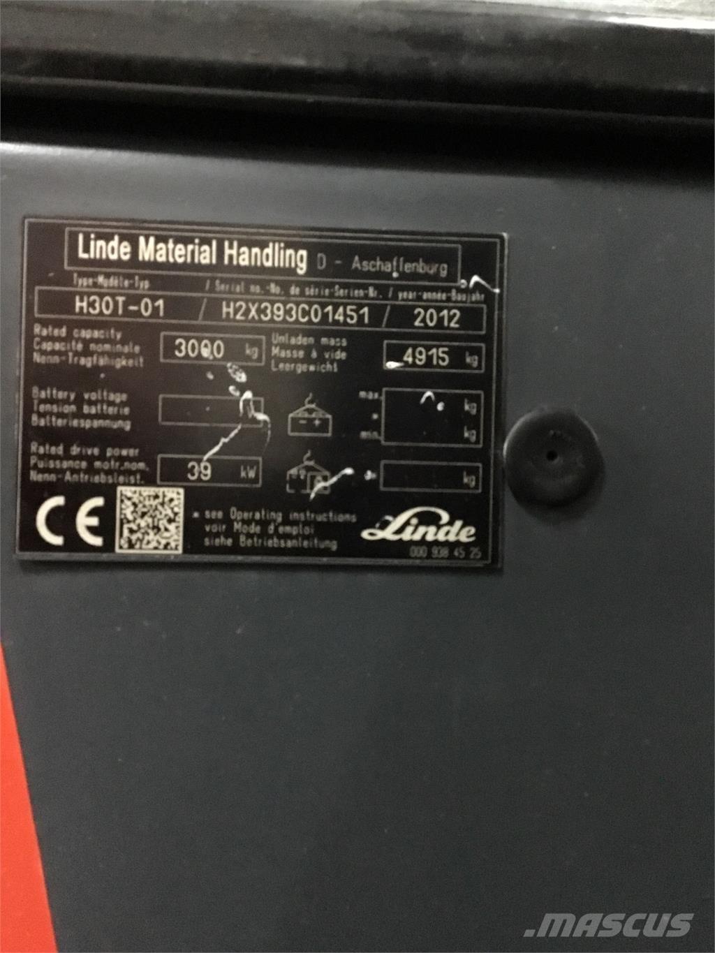 Linde H 30 T 01 LPGフォークリフト