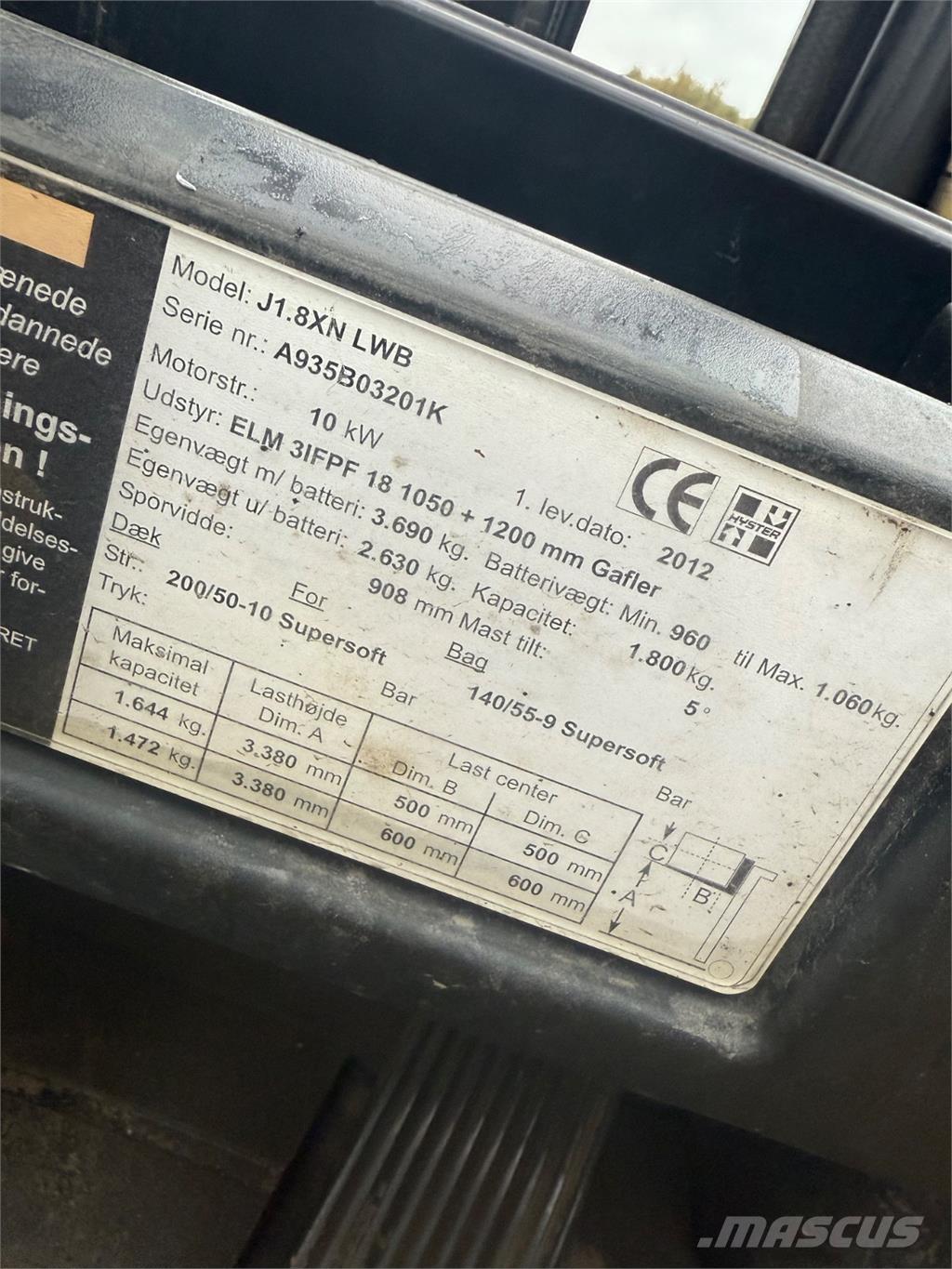 Hyster J1.8XN バッテリーフォークリフト