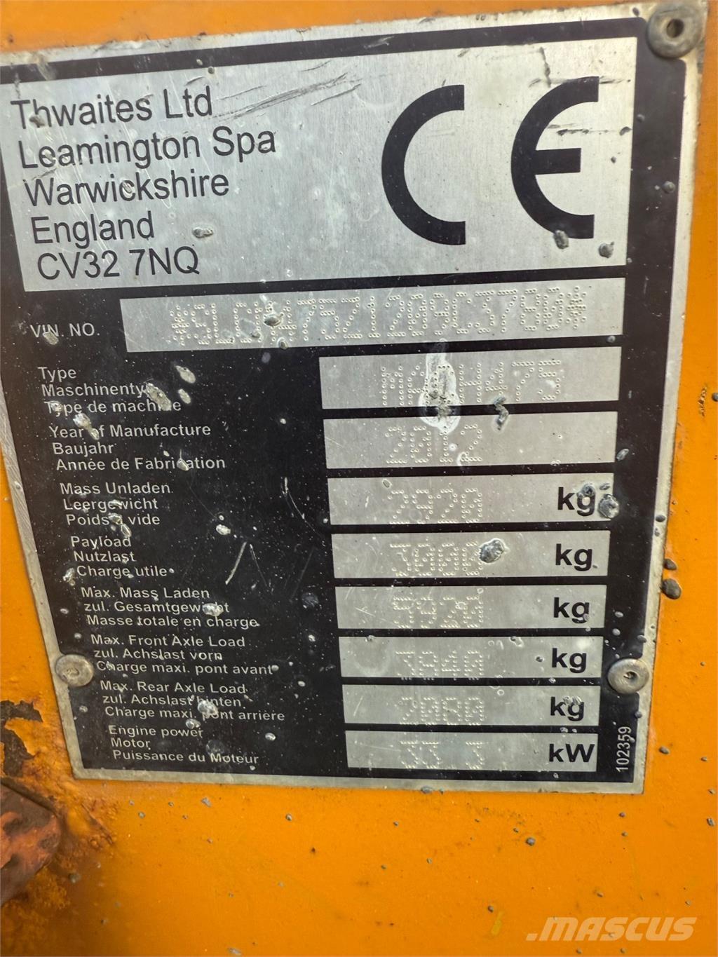 Thwaites 3 tons サイト　ダンプ