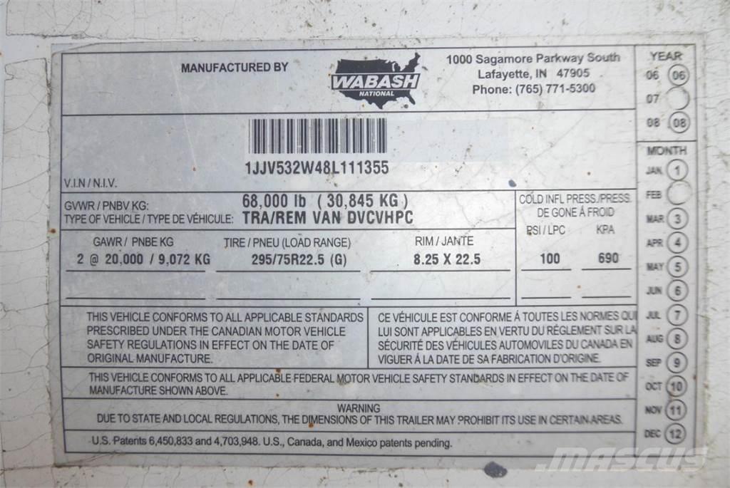 Wabash DVCVHPC ボックスボディートレーラー