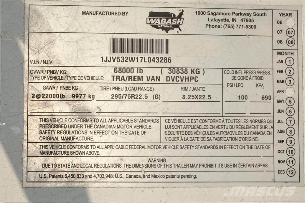 Wabash DVCVHPC ボックスボディートレーラー