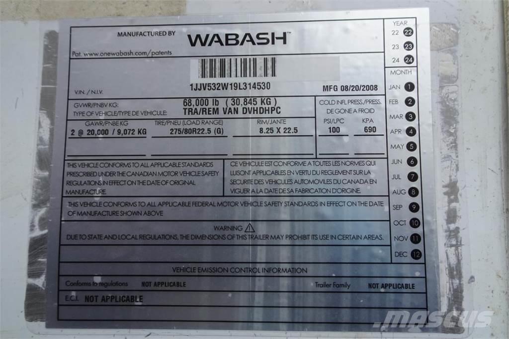 Wabash DVHDHPC ボックスボディートレーラー