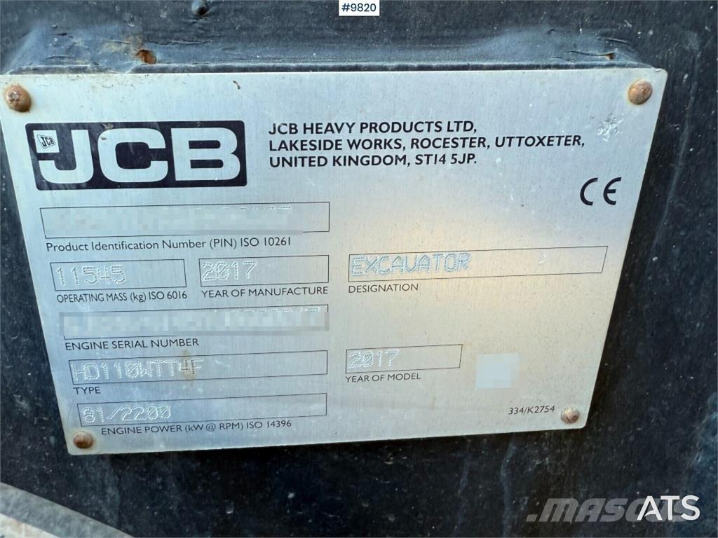 JCB Hydradig 110W ホイール式油圧ショベル（パワーショベル・ユンボ・バックホー）