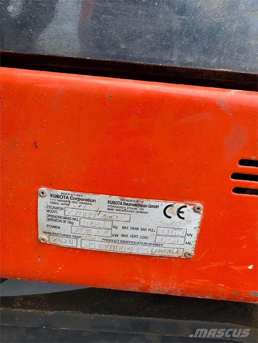 Kubota KX080-4a 大型油圧ショベル12t以上（パワーショベル・ユンボ）