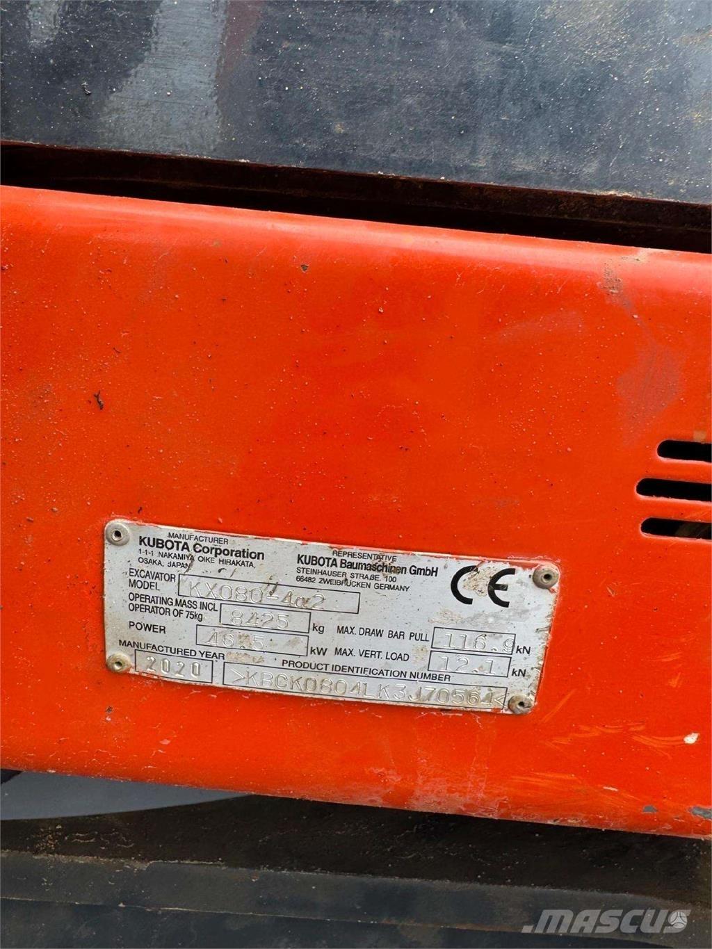 Kubota KX080-4a2 大型油圧ショベル12t以上（パワーショベル・ユンボ）