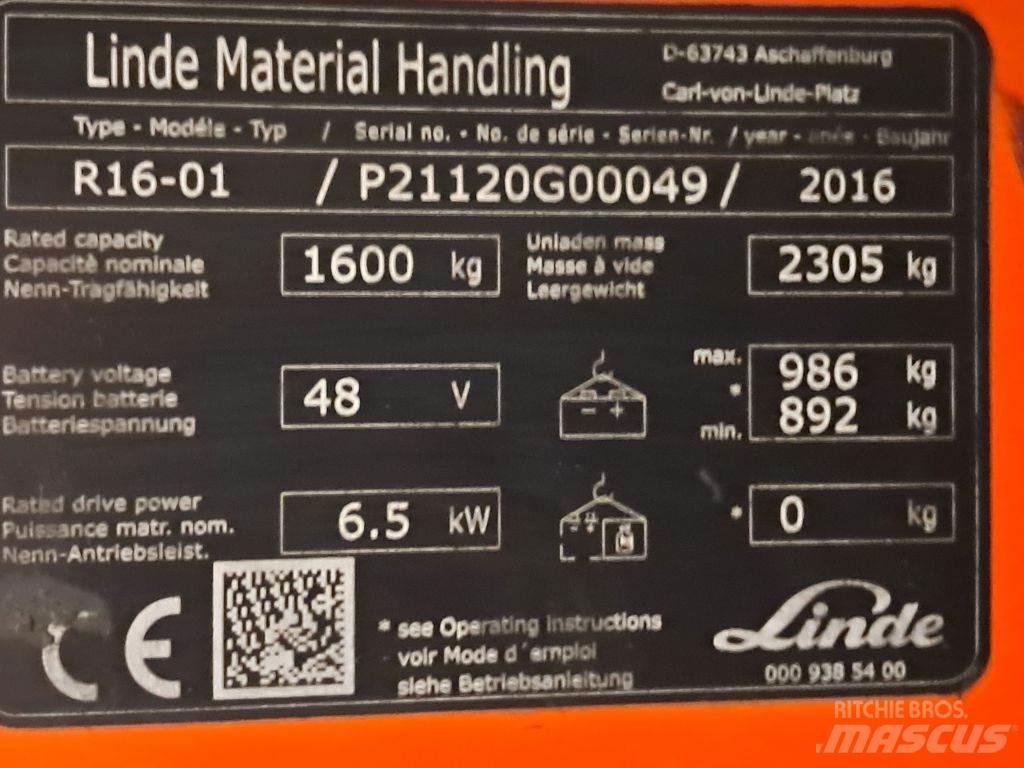 Linde R16-01 リーチフォークリフト