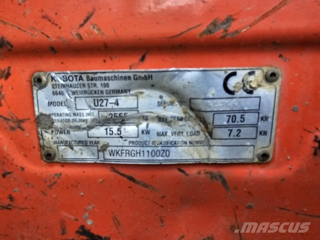 Kubota U 27-4 ミニ油圧ショベル 7t以下（ミニユンボ・ミニディガー）