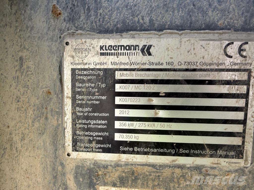 Kleemann MC120Z 自走式クラッシャー