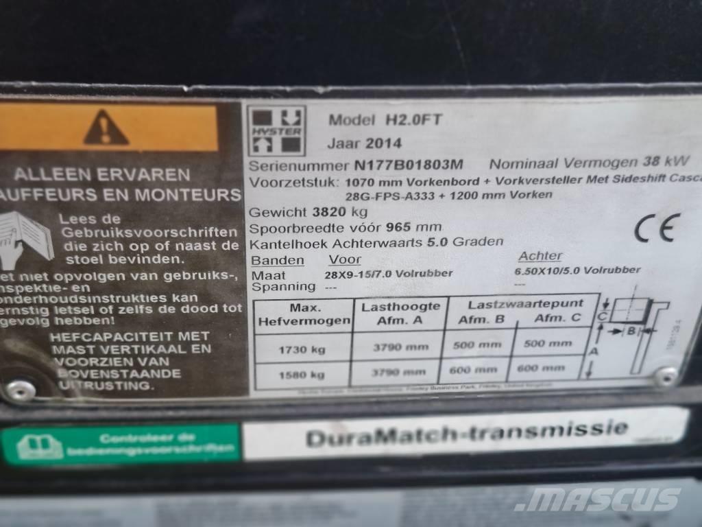 Hyster H 2.0 FT LPGフォークリフト