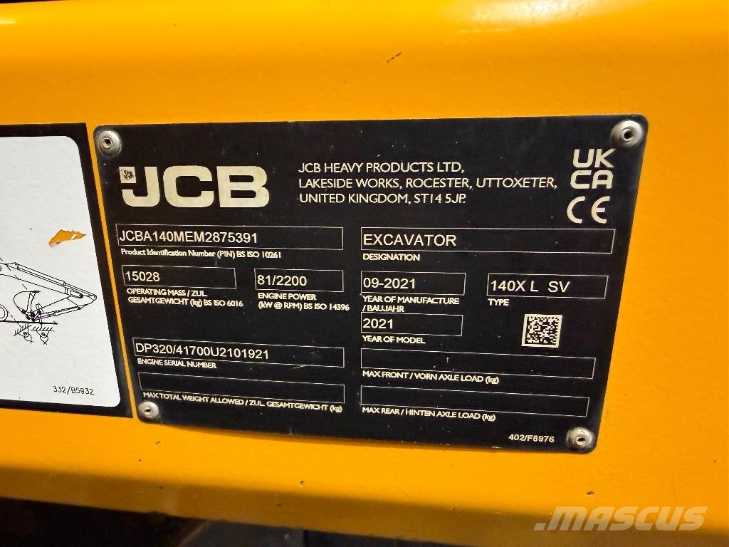 JCB 140 X 大型油圧ショベル12t以上（パワーショベル・ユンボ）