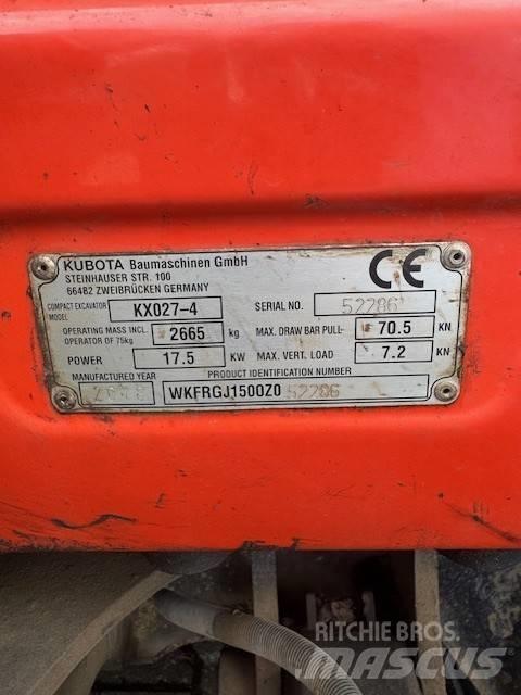 Kubota KX027-4 ミニ油圧ショベル 7t以下（ミニユンボ・ミニディガー）