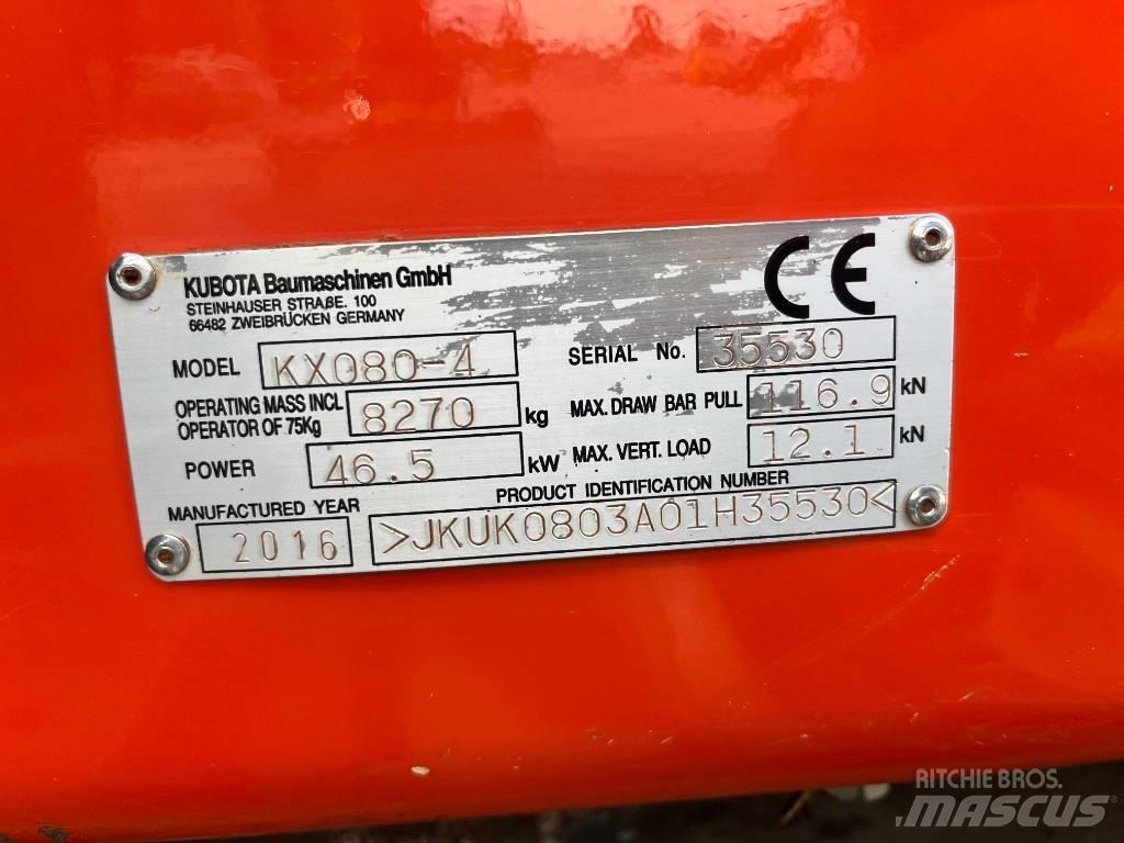 Kubota KX 080-4 中型油圧ショベル 7ｔ-12ｔ（ユンボ・パワーショベル・バックホー）