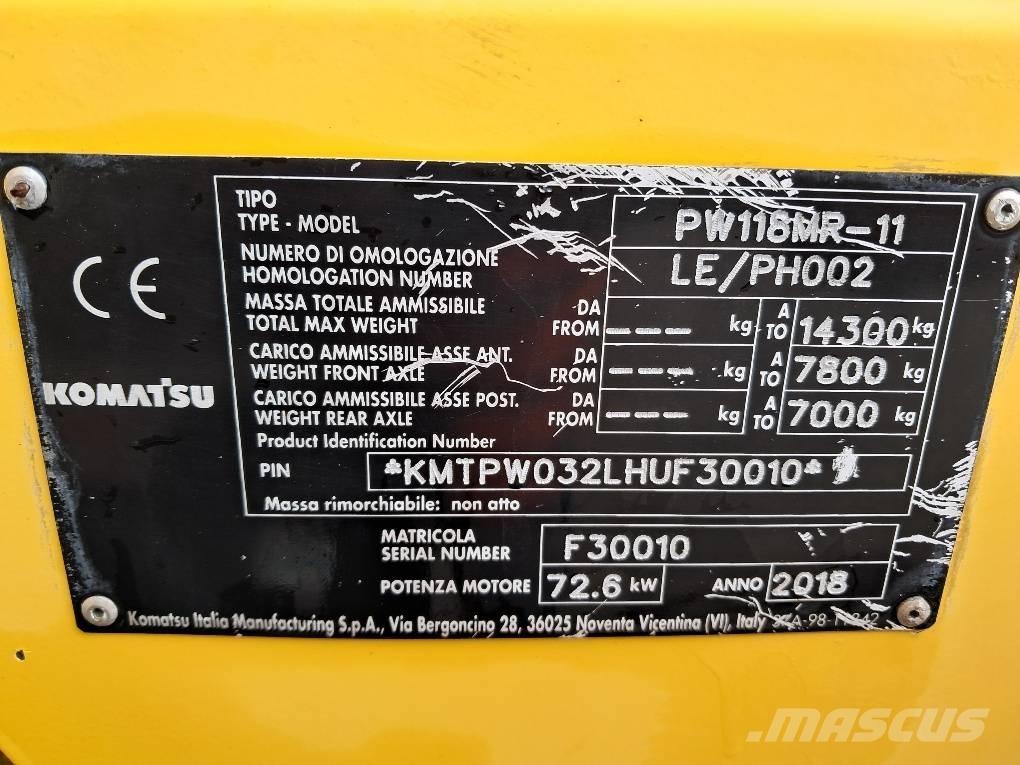 Komatsu PW118MR-11 ホイール式油圧ショベル（パワーショベル・ユンボ・バックホー）
