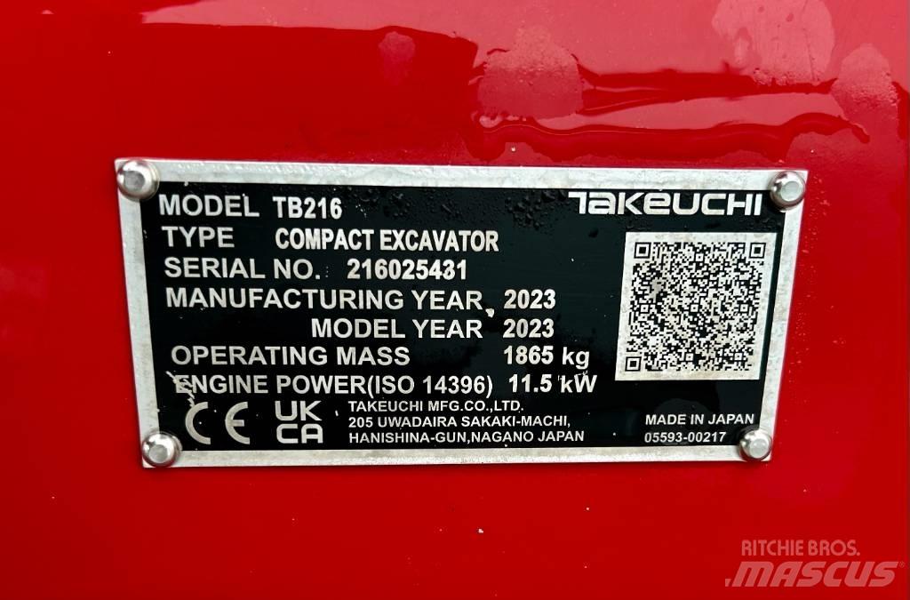 Takeuchi TB 216A V4 ミニ油圧ショベル 7t以下（ミニユンボ・ミニディガー）
