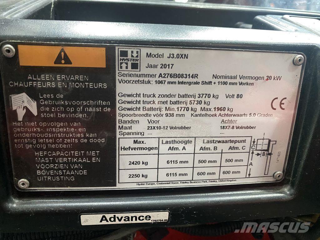 Hyster J3.0XN バッテリーフォークリフト