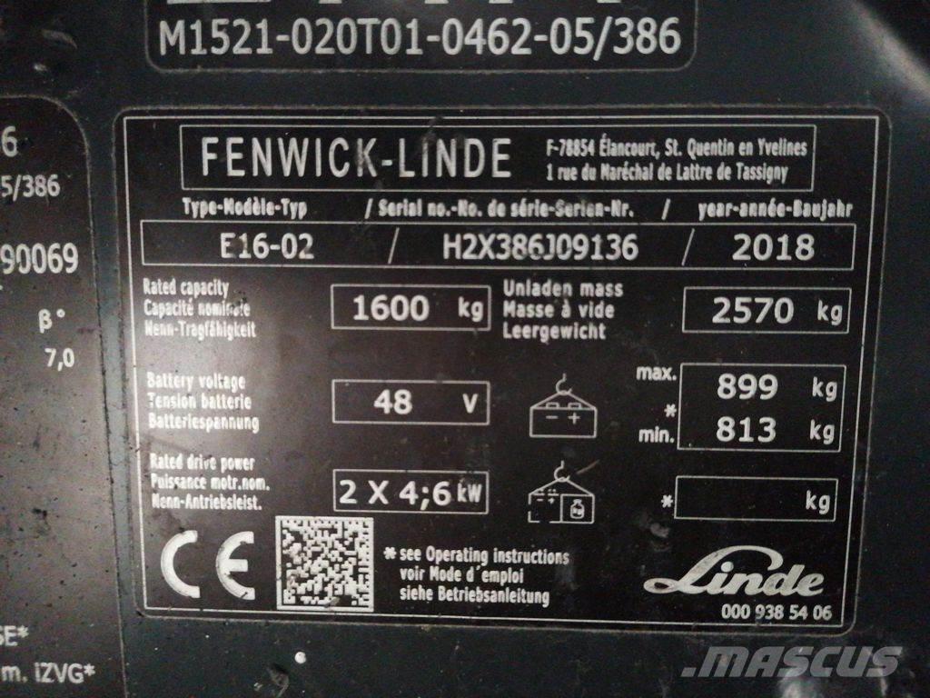 Linde E16-02 バッテリーフォークリフト