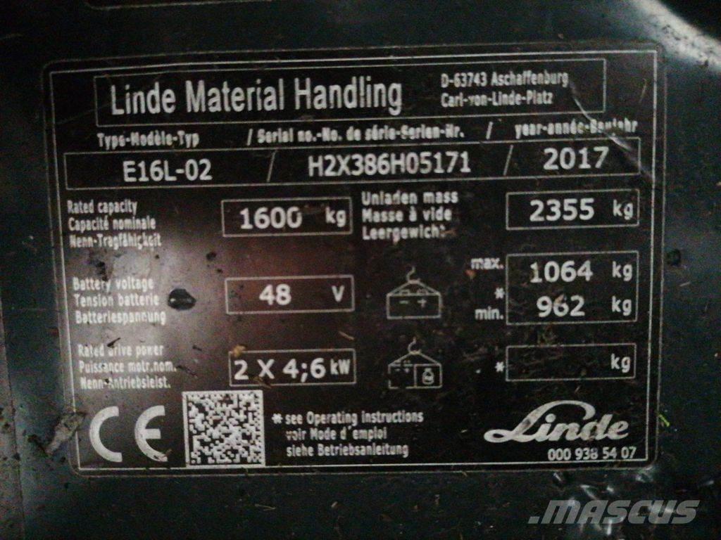Linde E16L-02 バッテリーフォークリフト