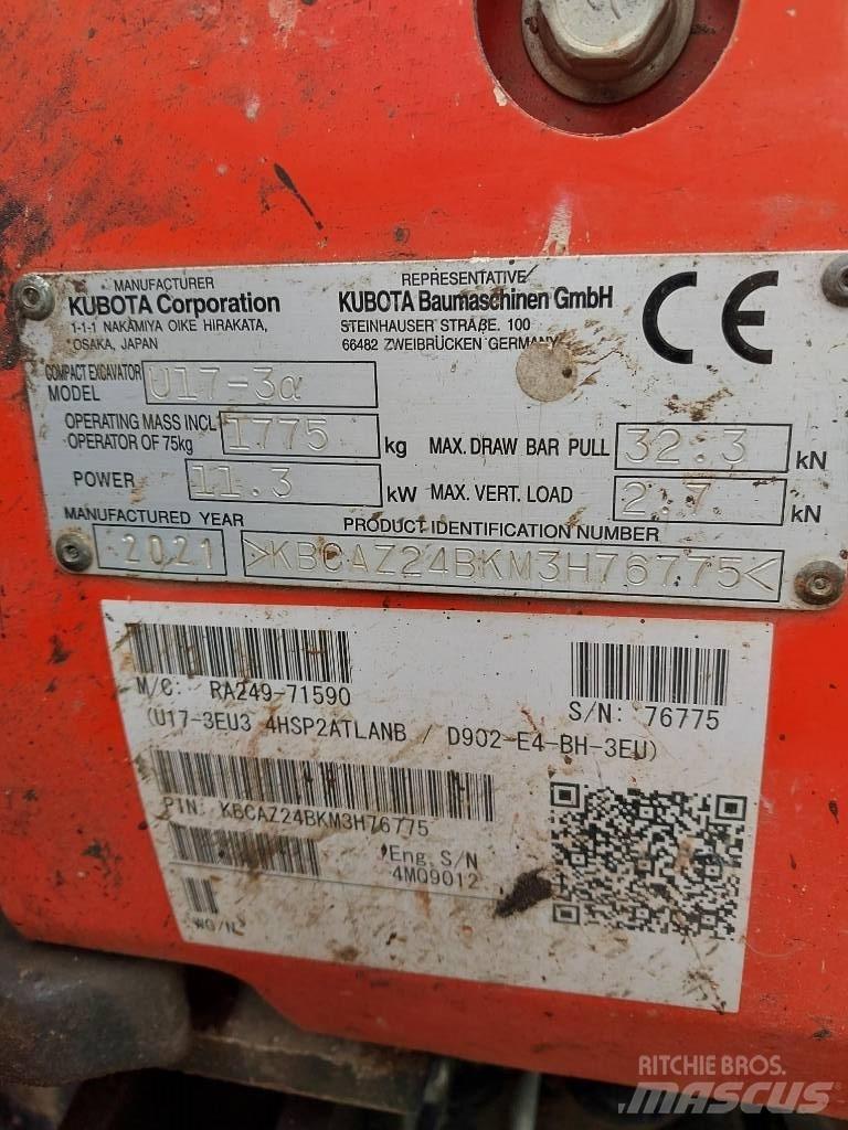 Kubota U 17-3N ミニ油圧ショベル 7t以下（ミニユンボ・ミニディガー）