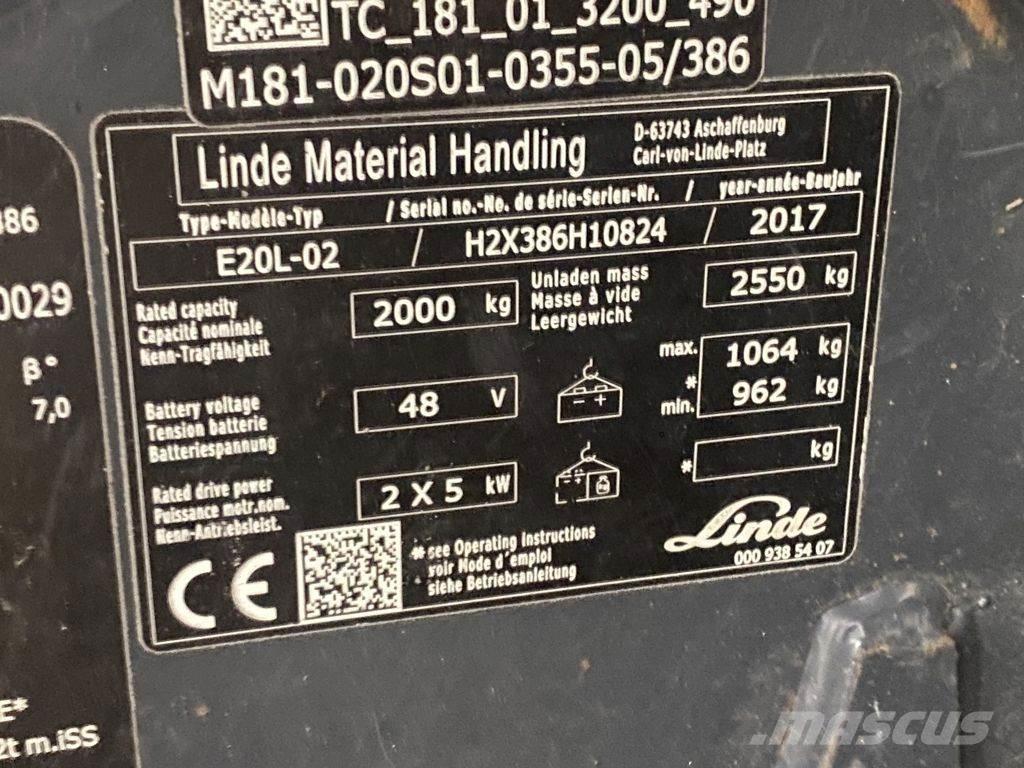 Linde E20L-02 バッテリーフォークリフト
