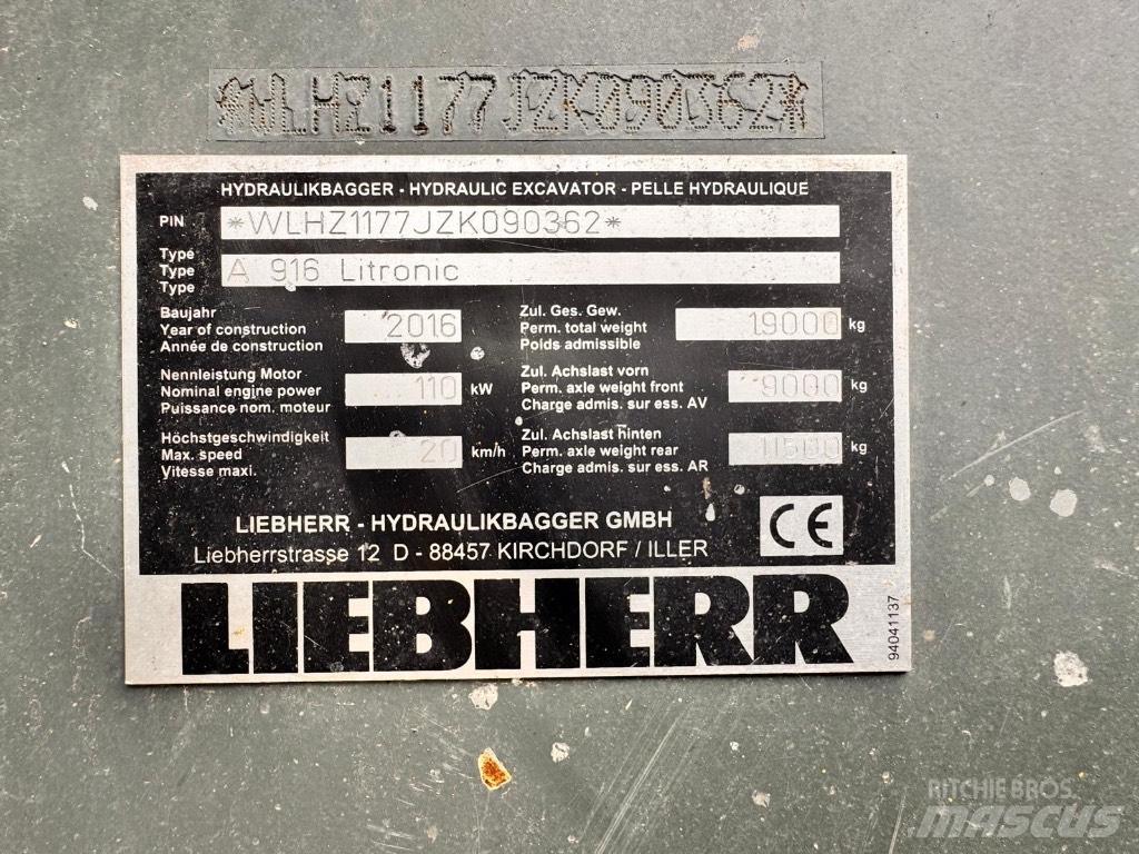 Liebherr A 916 ホイール式油圧ショベル（パワーショベル・ユンボ・バックホー）