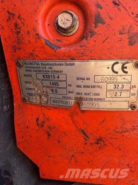 Kubota KX 015-4 ミニ油圧ショベル 7t以下（ミニユンボ・ミニディガー）