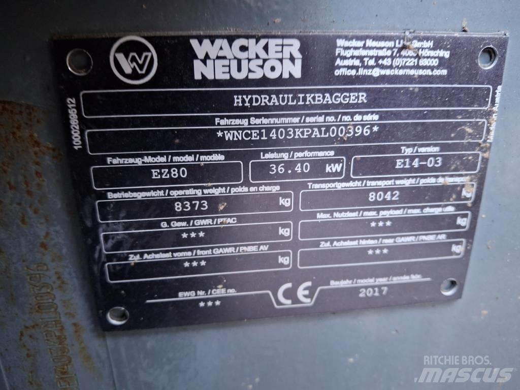Wacker Neuson EZ 80 中型油圧ショベル 7ｔ-12ｔ（ユンボ・パワーショベル・バックホー）
