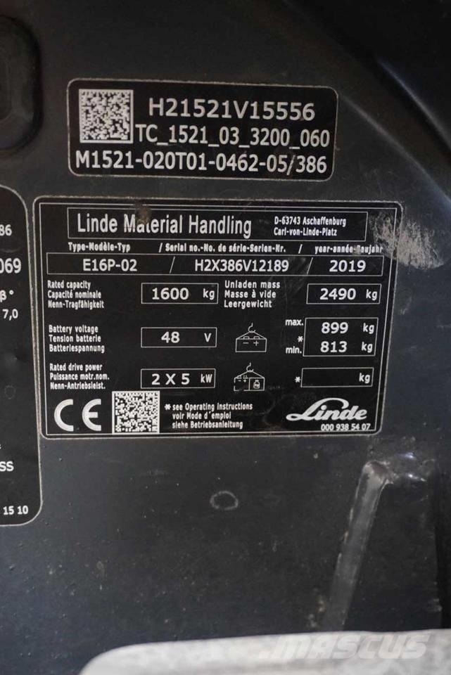 Linde E 16 P バッテリーフォークリフト