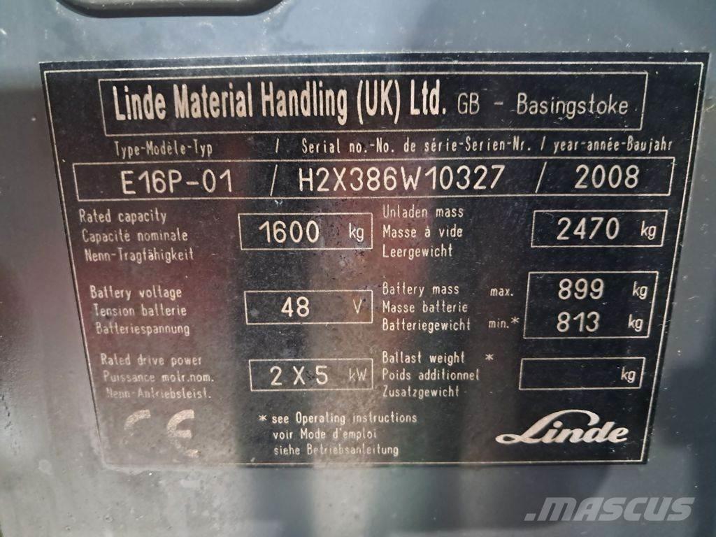 Linde E16P-01 バッテリーフォークリフト