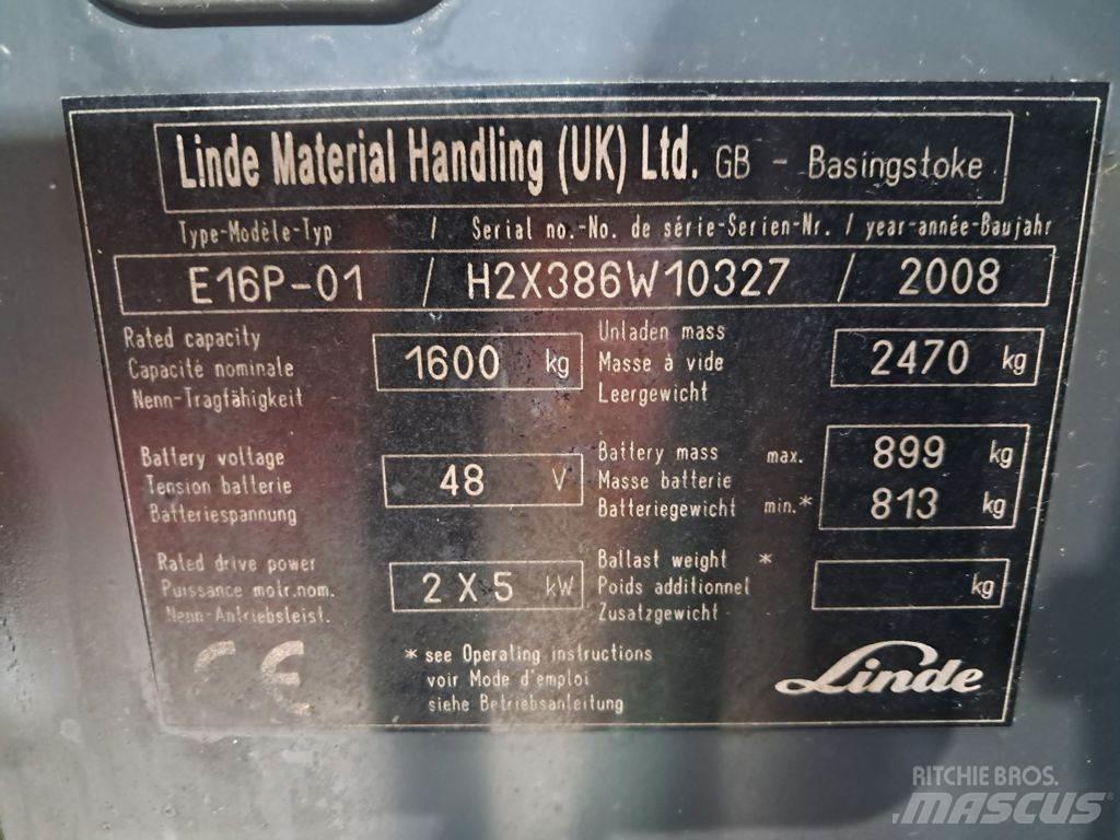 Linde E16P-01 バッテリーフォークリフト