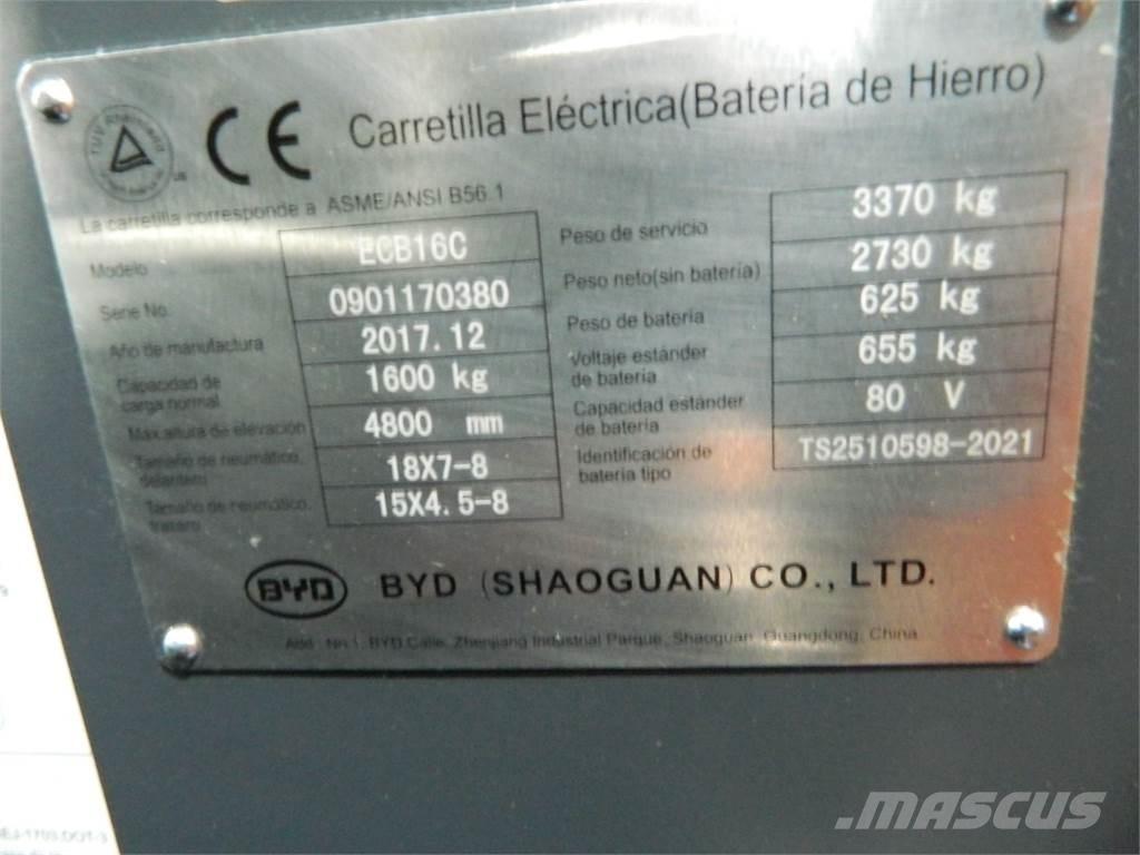 BYD ECB16C バッテリーフォークリフト