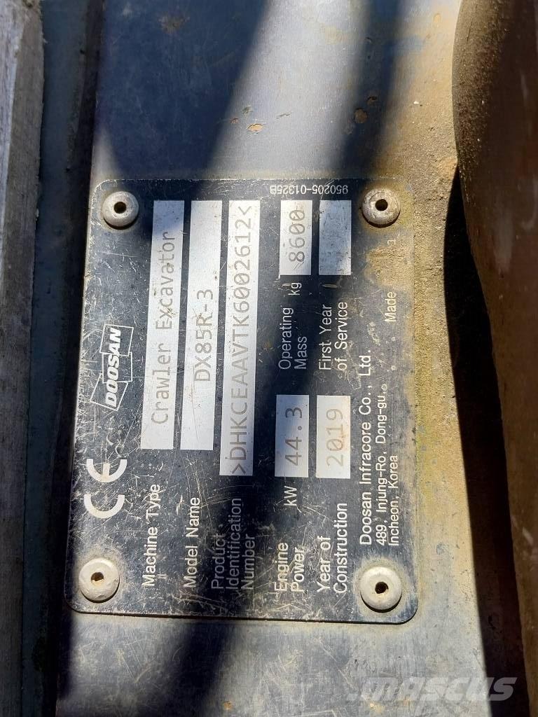 Doosan DX 85 R-3 中型油圧ショベル 7ｔ-12ｔ（ユンボ・パワーショベル・バックホー）