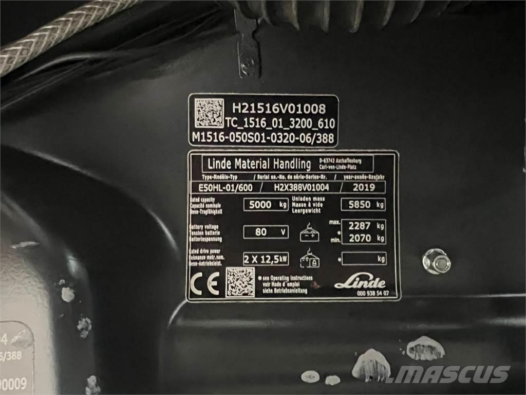Linde E 50HL-01 バッテリーフォークリフト