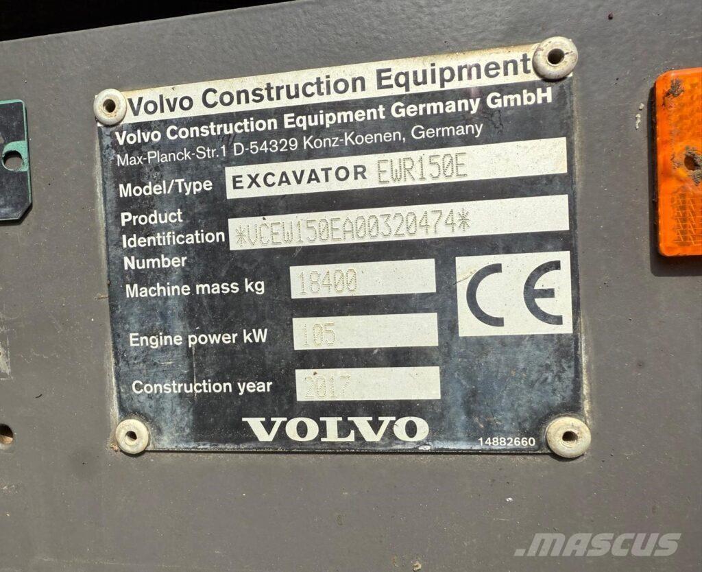 Volvo EWR150E ホイール式油圧ショベル（パワーショベル・ユンボ・バックホー）